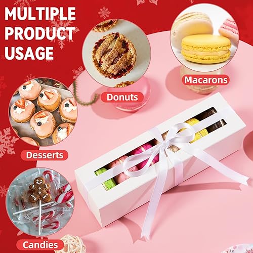 Miniatura 3 de Paquete de 15 cajas de macarrones para 12, 7.2 x 4 x 1.9 pulgadas, cajas de embalaje de macarrones, cajas de macarrón blanco con ventana