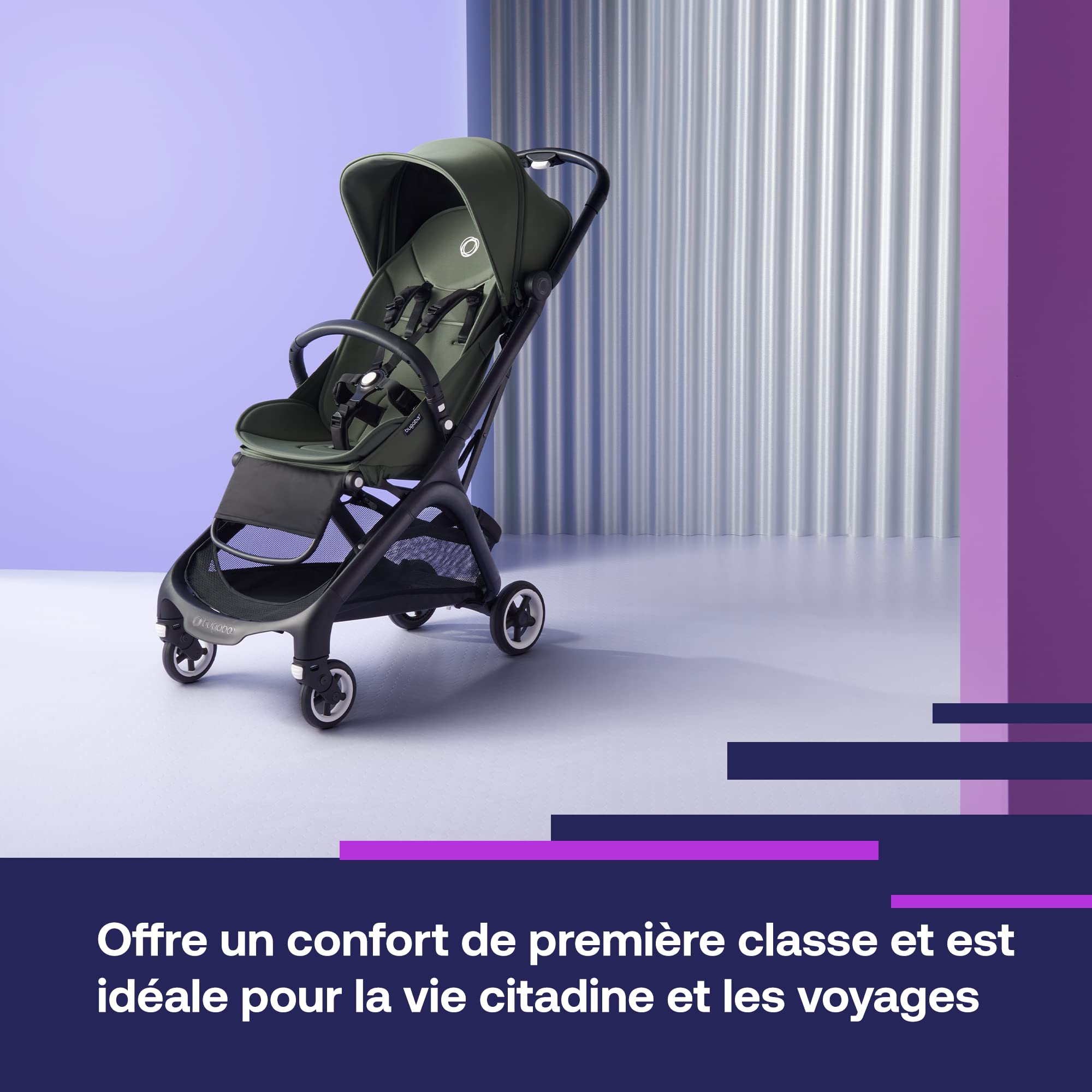 Bugaboo Barre de pare-chocs papillon, accoudoir sûr pour poussette papillon, réglable, facile à nettoyer, design minimaliste et durable, poignée pour enfant en pleine croissance, noir