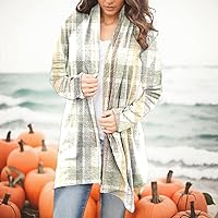 Vista 2 de Cárdigan casual de manga larga para mujer, para otoño e invierno, informal, con parte delantera abierta, suéter de manga larga