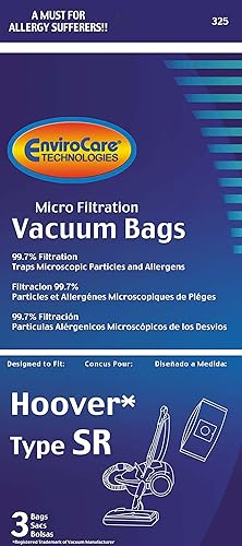 Miniatura 3 de EnviroCare Bolsas de vacío de microfiltración de repuesto diseñadas para adaptarse a recipientes Hoover tipo SR, paquete de 3