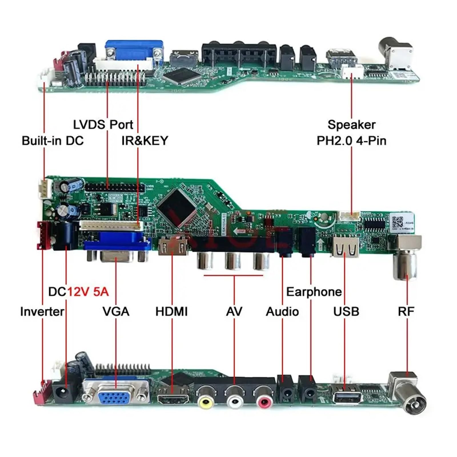 Scheda Driver Controller LCD Adatta LM185WH2 M185B3 Kit Schermo Monitor Da 18,5 Pollici Segnale TV Analogico LVDS 30 Pin 1366 * 768 VGA+HDMI+AV+USB Accessori(For LM185WH2(TL)(A1))
