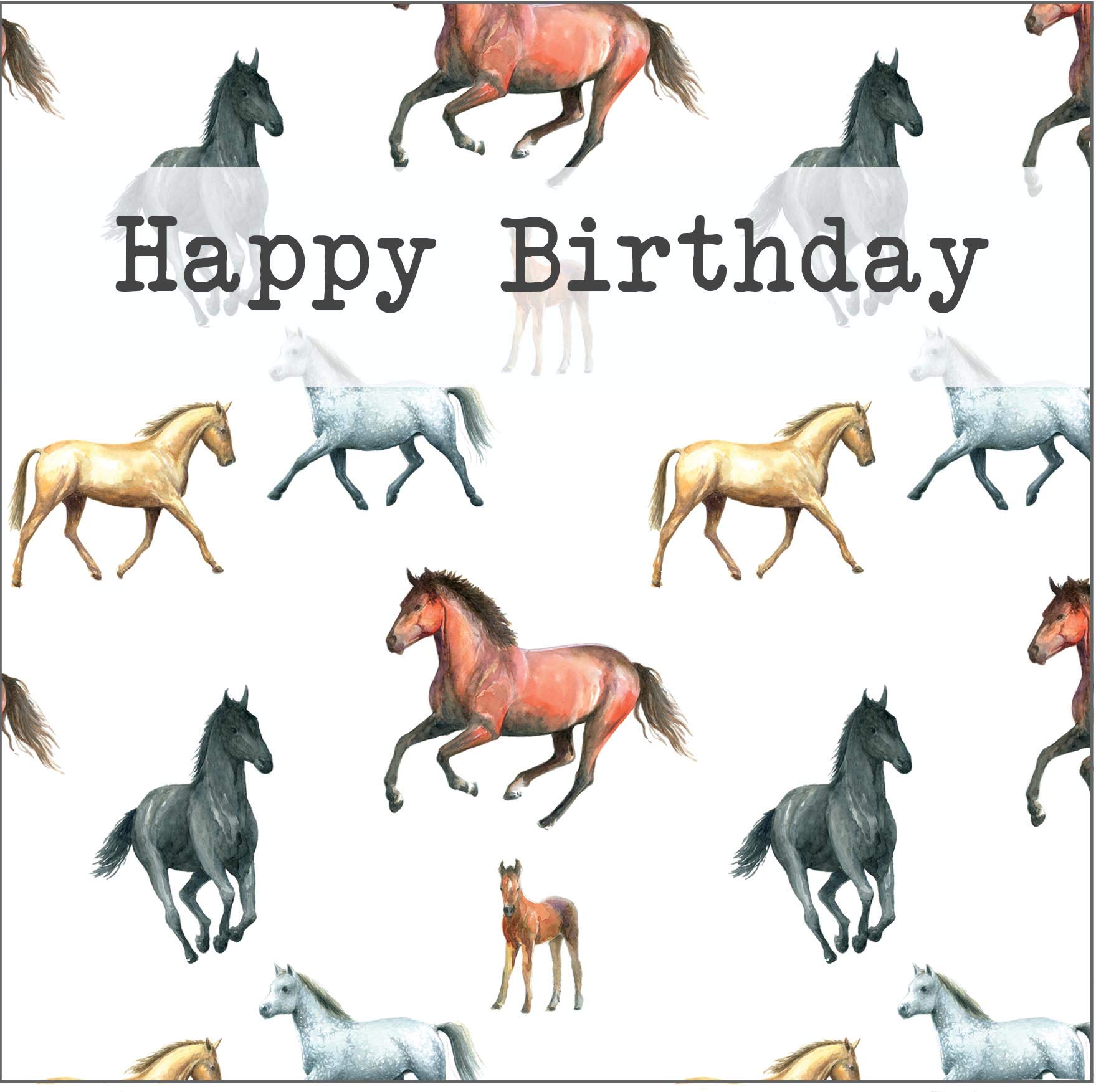 Ceinwen Campbell Horse Pony and Foal Birthday Card