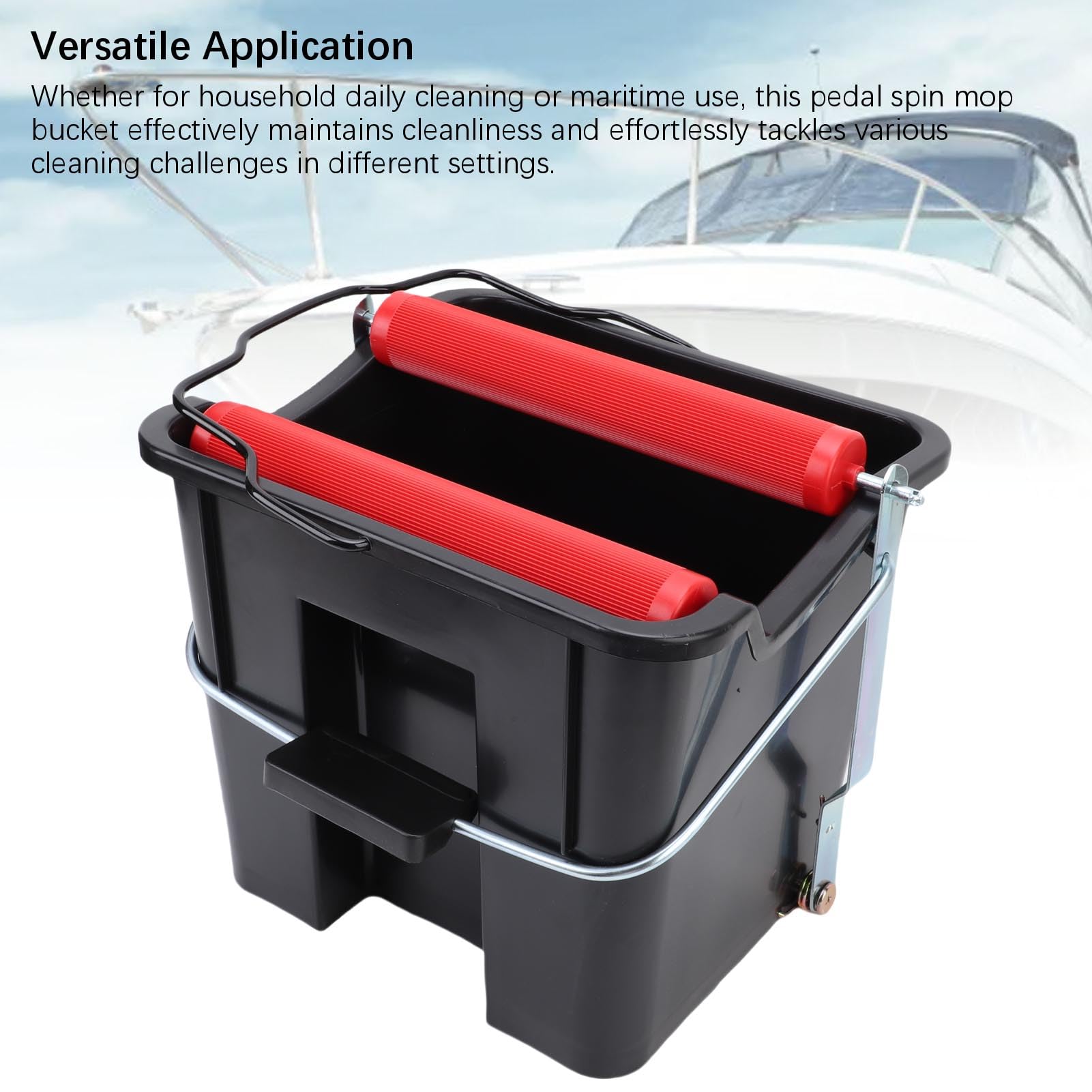 Asixxsix Cubo para Fregona de 14L, Cubo de Limpieza Giratorio con Pedal con Diseño Portátil para el Hogar, Marino, Camping, Pesca, Ahorro de Espacio