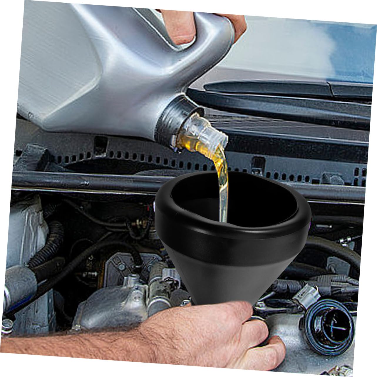 Embudo de Aceite con Filtro de Plástico, 2 Piezas para Coche y Moto | Boca Ancha, Diseño Portátil y Robusto, para Repostar, Cambiar y Transferir Líquido