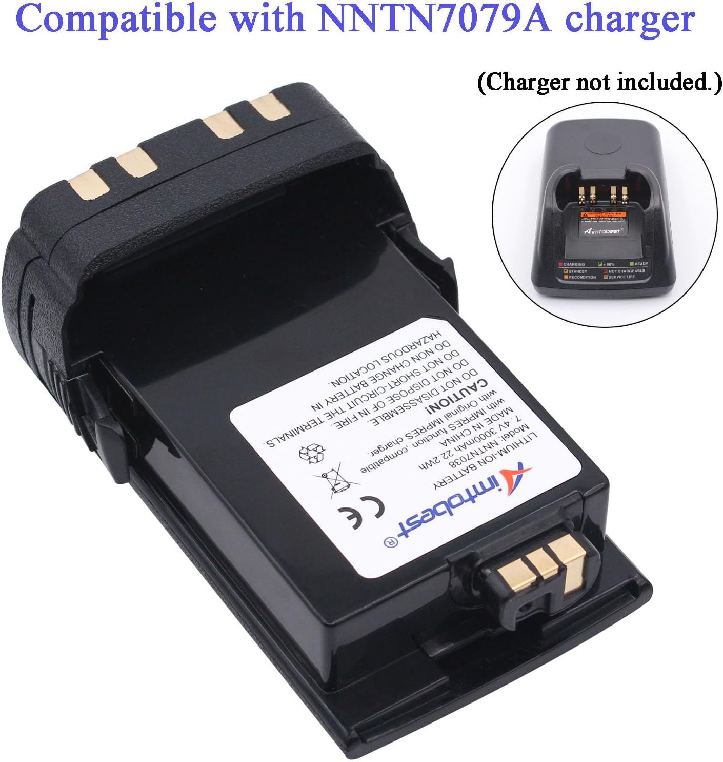 NNTN7038 PMNN4486 PMNN4485 IMPRES 3000mAh Li-ion Replacement Battery Compatible for Motorola APX6000 APX7000 APX8000 APX6000XE APX7000XE APX8000XE SRX2200 Two Way Radio