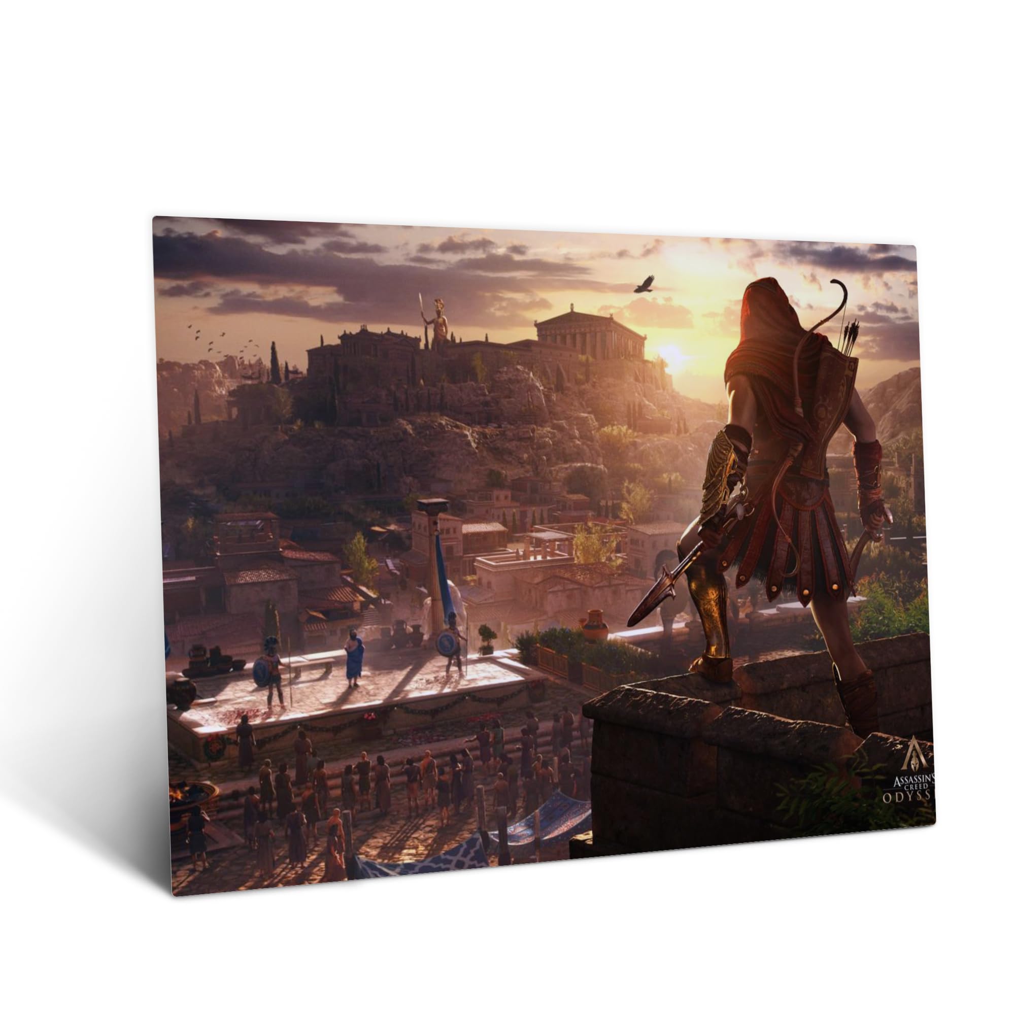 Displate Metal Poster Assassin's Creed Odyssey Sunset Logo Wandbild L | Magnetische Befestigung Wandposter. Wanddeko, Metall Wandkunst, Wanddekoration im Wohnzimmer in Schlafzimmern & Büros.
