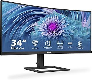 Philips Monitors 346E2CUAE/00-34″ Curved 1500R, WQHD, 100Hz, 1ms, VA, Adaptive Sync (3440×1440, 300cd/m, 2xHDMI, DisplayPort 1×1.2), Negro