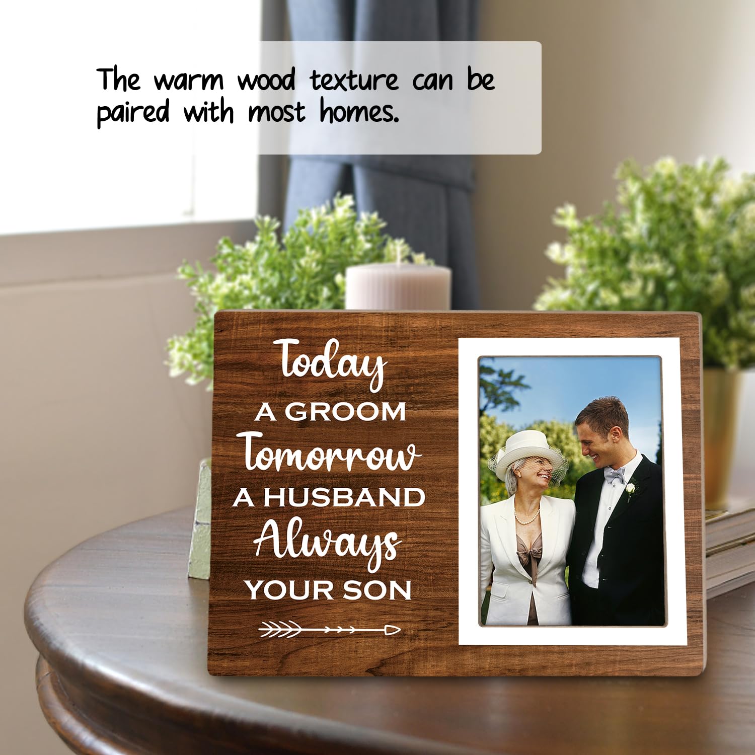 CAIFZ Cadre Photo Bois 20,3x25,4 Cm - 'Today A Groom...' - Cadeau Mère/père Du Marié