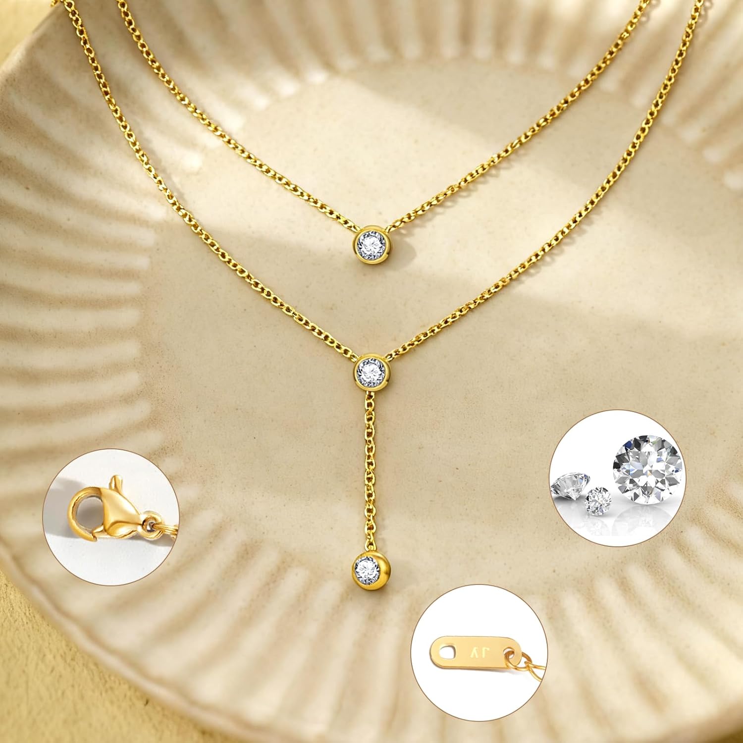 Gold Necklace for Women,18K Gold Plated Layered Necklace Pendant Necklace PaperClip Link Chain Necklaces Stackable Gold Necklace Dainty Necklace Set Gift for Women - Image 2