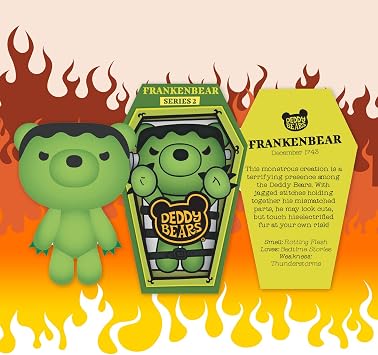 Deddy Bears - Frankenbear Soft Toy With Coffin Plush Halloween, Birthdays, Spooky Cuddlies Gifts, Creepy Children's and Adults Collectables - 15cm Frankenbear
