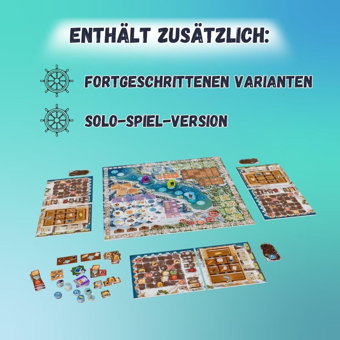 HUCH!, SALTFJORD, Gesellschaftsspiele, Strategisches Fischerdorf-Abenteuer mit innovativem Würfelmechanismus, Ideal für spannende Spielabende, Für 1–4 Spieler ab 14 Jahren
