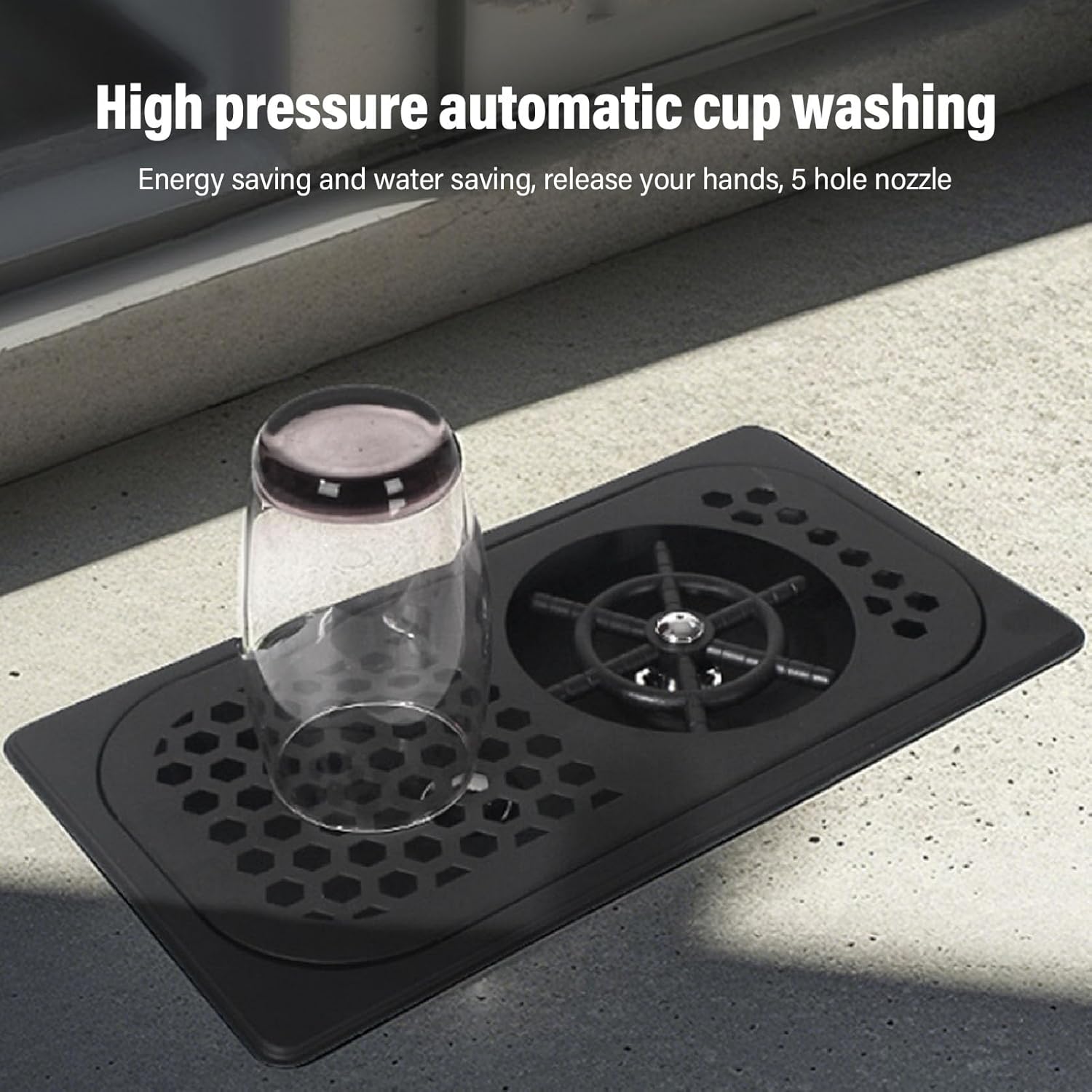 Dpofirs Stainless Steel Glass Rinser | High Pressure Cup Washer with Multi Angle Spray & Drain Tray, Easy Install for Bar, Cafe, Restaurant & Home Kitchen