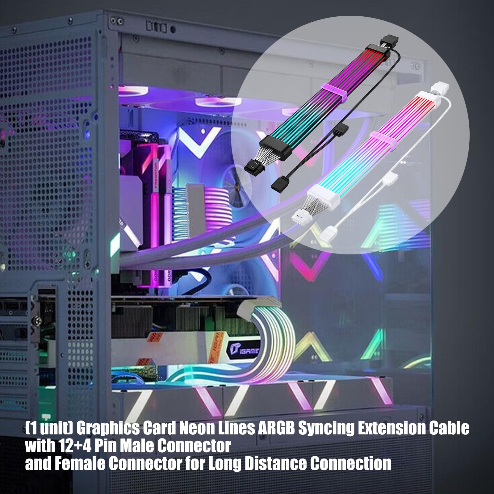 Cavo prolunga per Scheda Grafica GPU ARGB da 35 cm Design a 12 + 4 Pin Facile Installazione e luci Cavo prolunga GPU ARGB