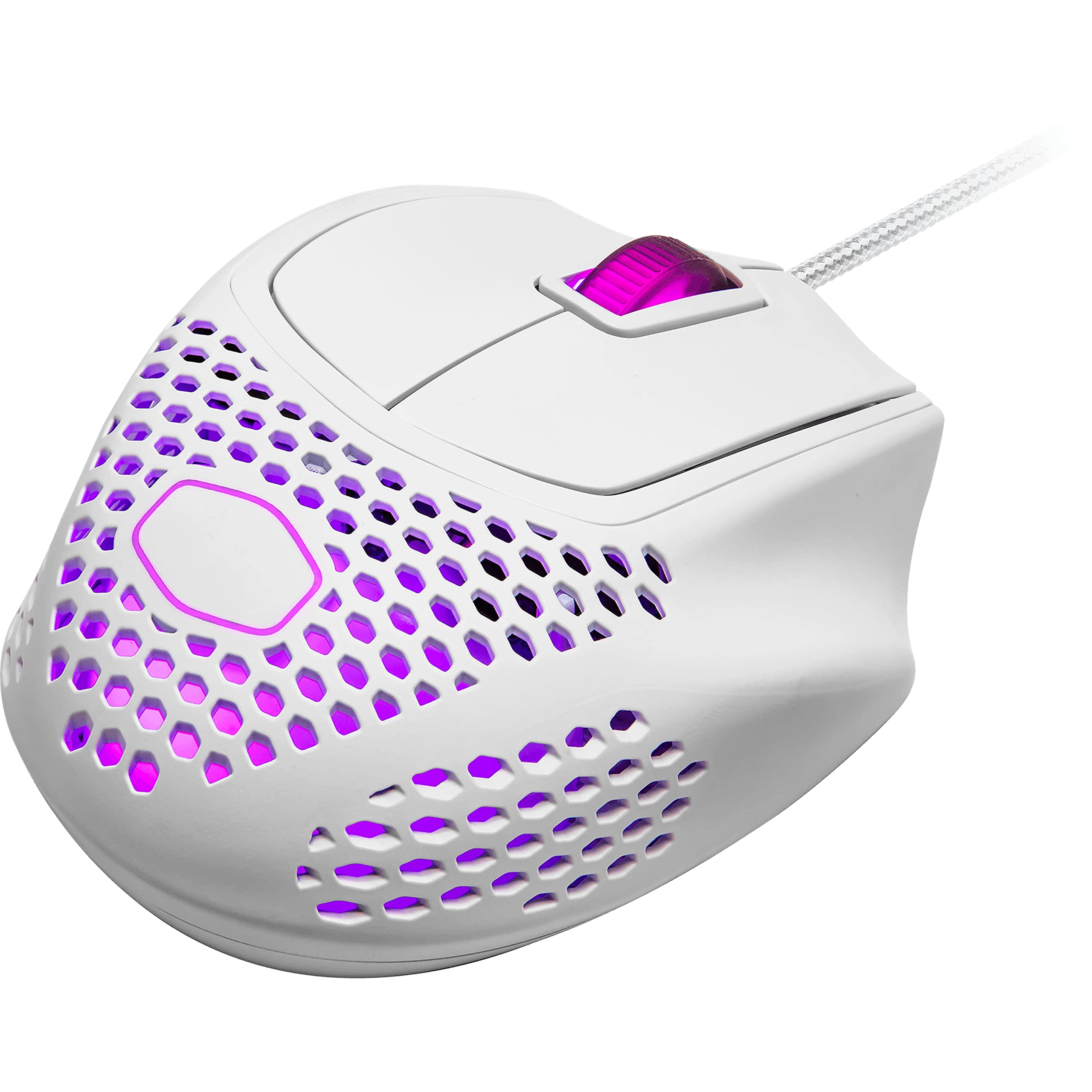 Cooler Master MM720 RGB-LED Ratón Gaming con Cable Sujeción Garra – Carcasa Ultraligera 49g, Sensor Óptico 16000DPI, Conmutadores 70 Millones Clic, Pies PTFE Suave Desplazamiento - Blanco Mate