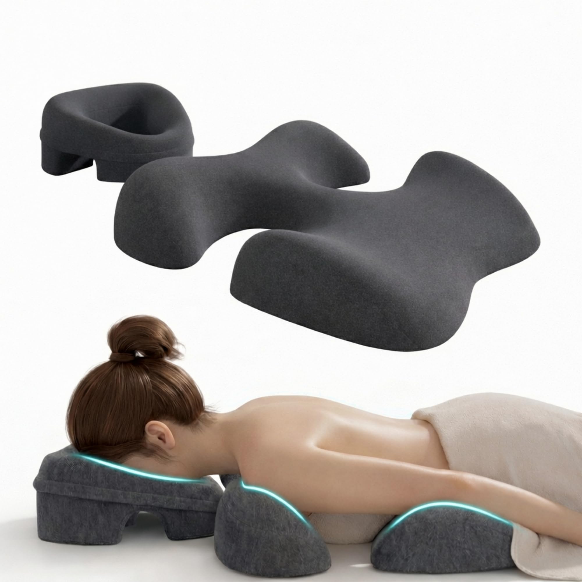 Coussin Massage Visage avec Trou Respirant, Appui Tête pour Table de Massage Lit,Coussin de Soutien de la Poitrine, Coussin de Poitrine pour Table de Massage, Coussin en Mousse À Mémoire pour Spa (A)