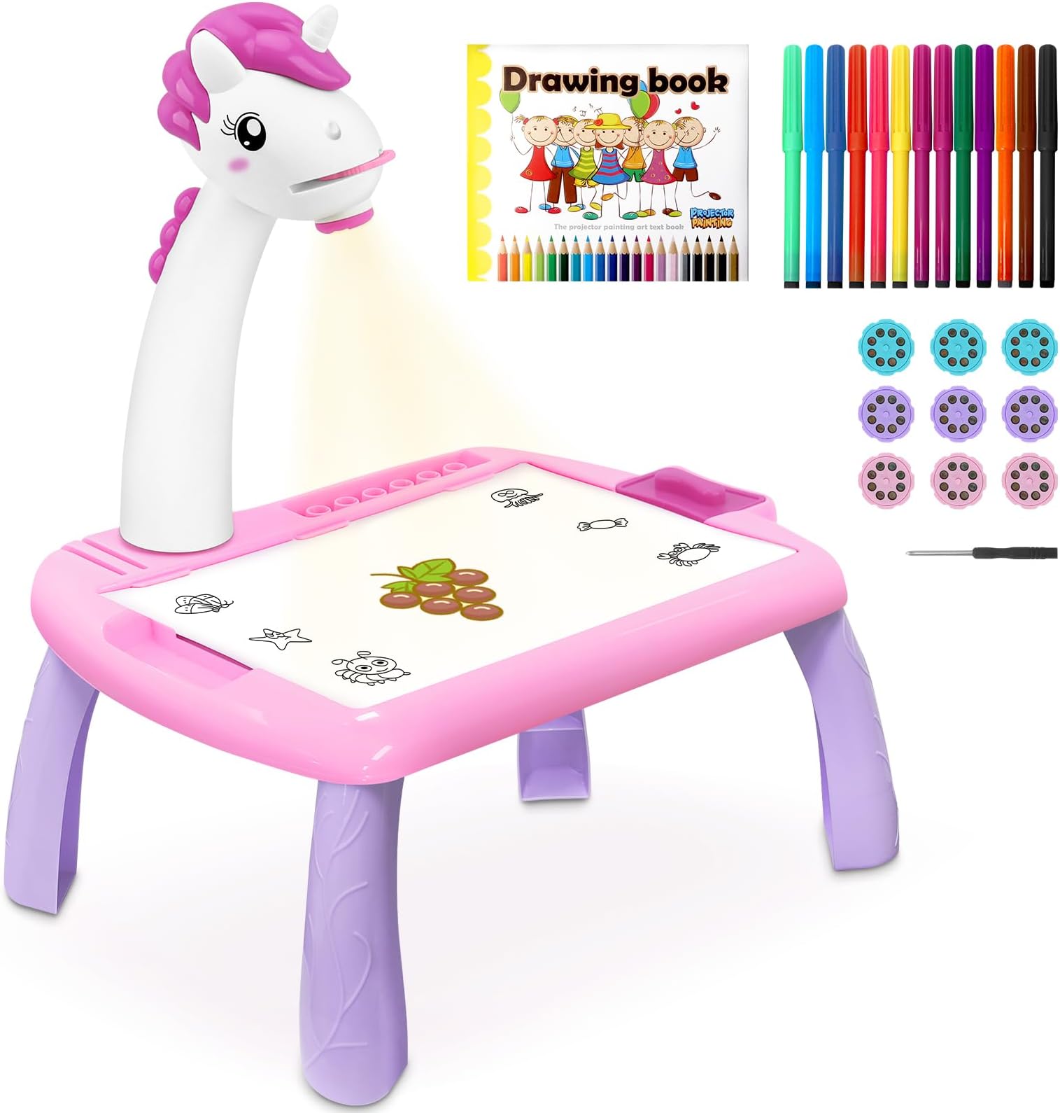 MOMSIV Aolieh Trace and Draw Projector Toy,Art Projector,Kids Drawing Board Projector Table,Painting Drawing Table Led Projector Toddler Toy Educational Drawing Playset for Kids Boys Girls Age 3+