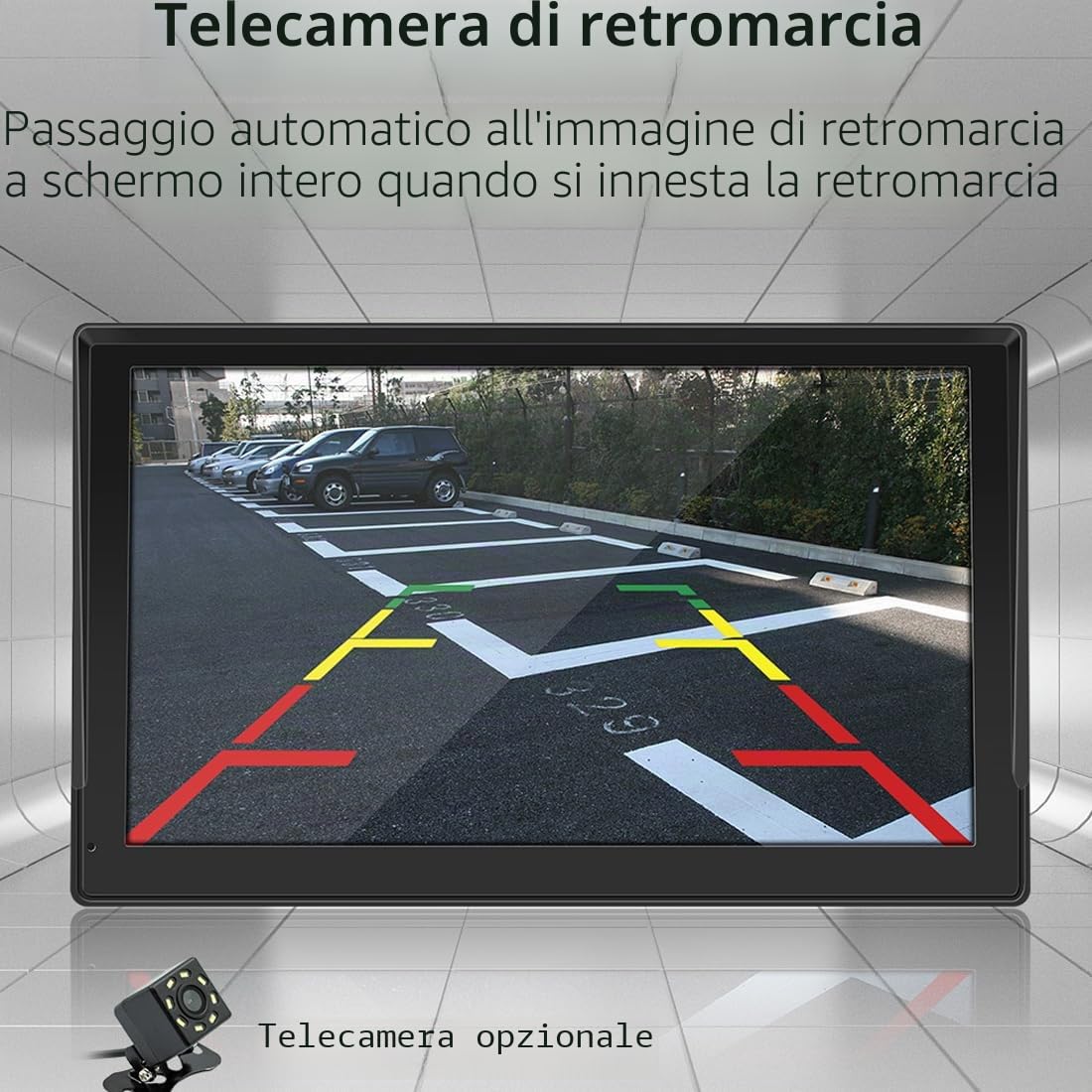 Portatile Autoradio wireless Apple CarPlay e Android Auto con parasole, monitor touchscreen da Autoradio Bluetooth con telecamera di backup, DVR, Mirror Link/Trasmettitore FM/AUX per veicoli 12V-24V