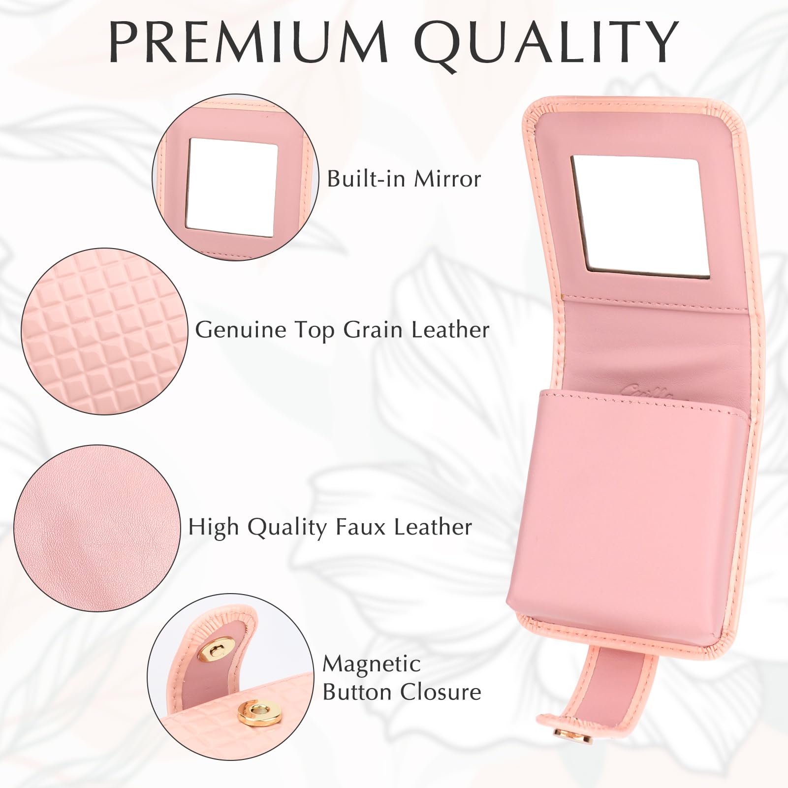 kilofly Genuine Leather Double Lipstick Case Cosmetic Makeup Holder + Gift Box (Pink) - Image 2
