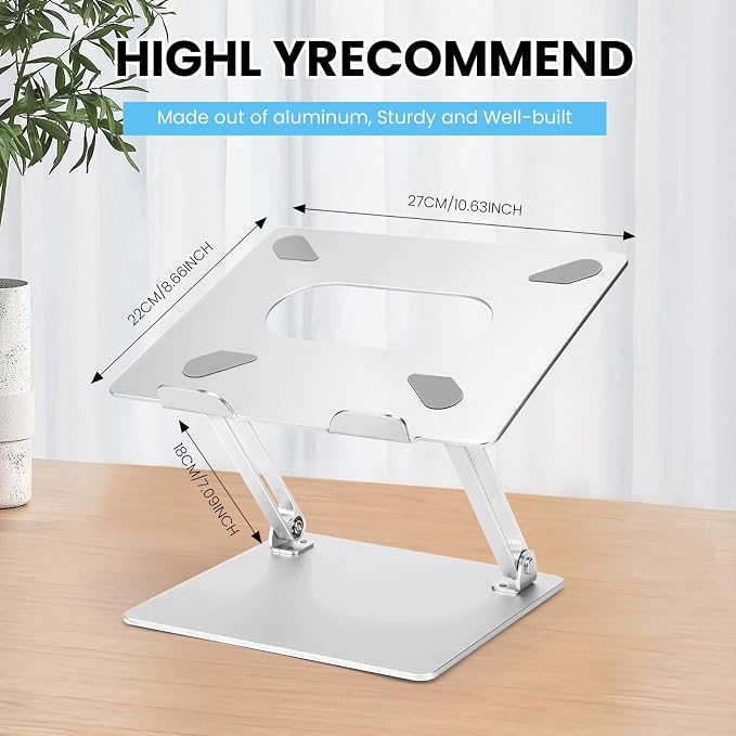 Soporte para Laptop de Aluminio Ajustable Plegable 10-17 Pulgadas Plateado miniatura 5