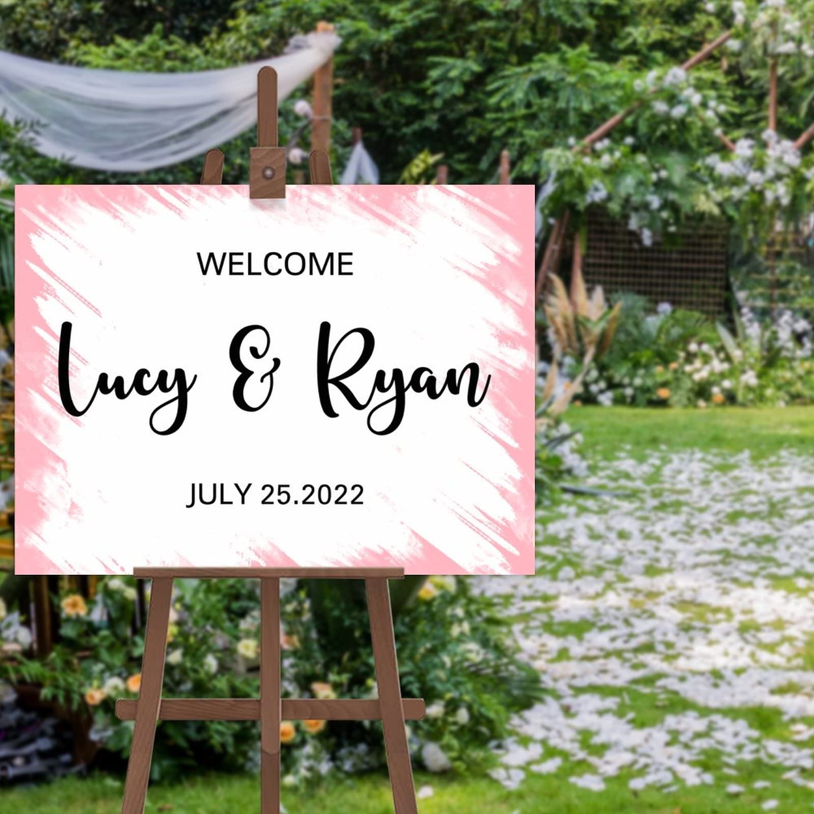 Cartel de bienvenida para baby shower y bautizos en jardines exteriores