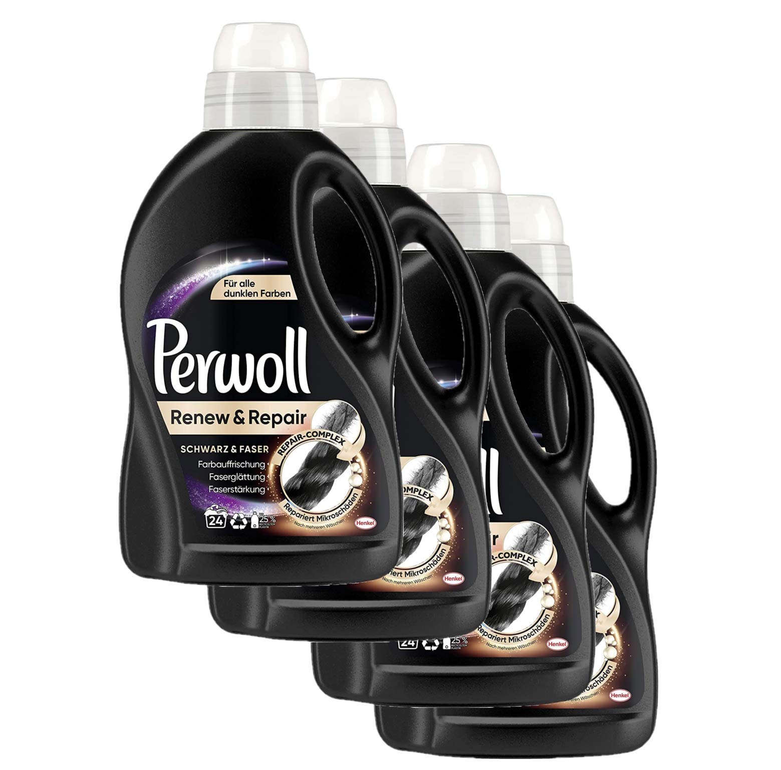 Perwoll Renew & Repair Schwarz & Faser, Feinwaschmittel, 96 (4 x 24) Waschladungen, für schwarze Wäsche