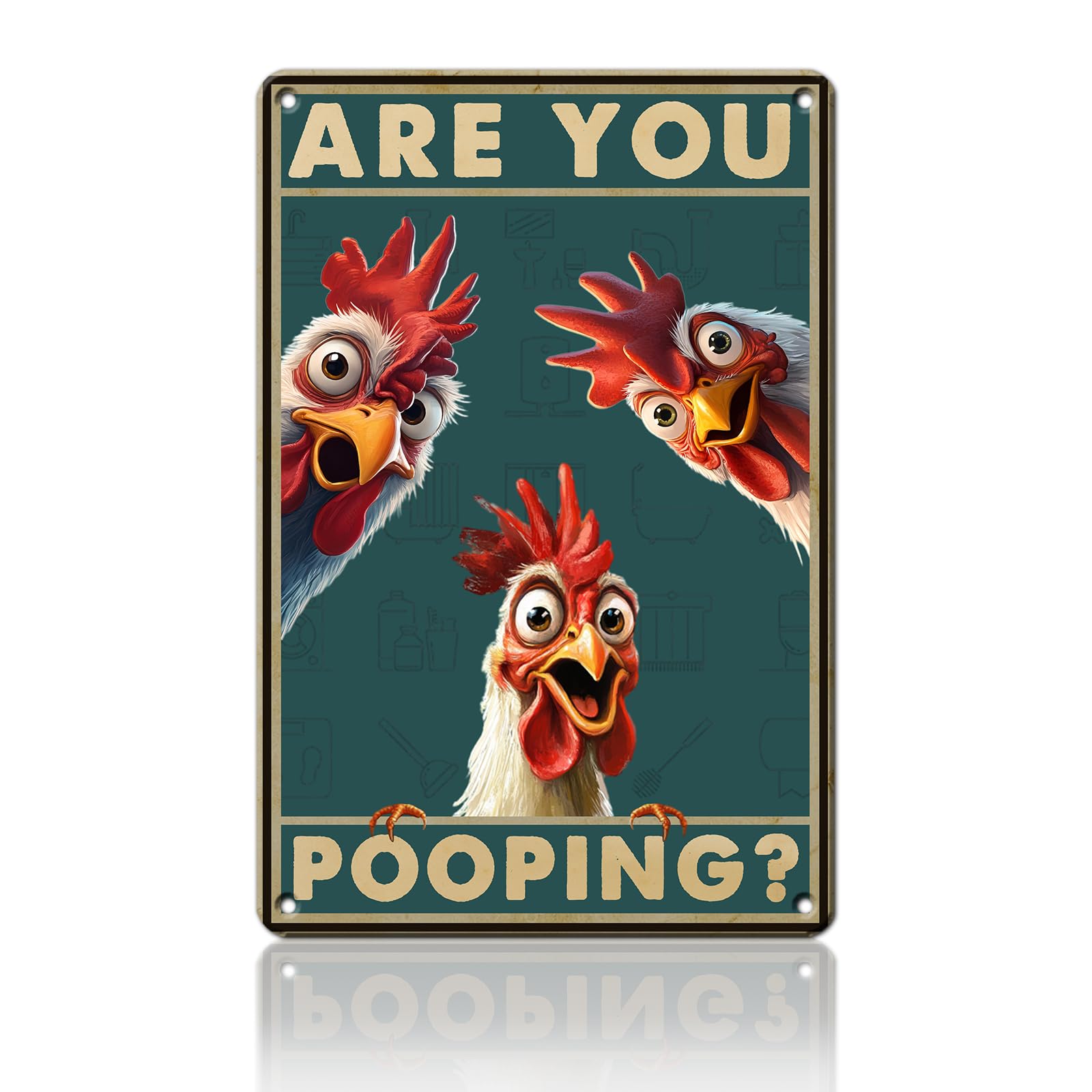 Anceky Chicken Are You Pooping Sign Vintage Metal Tin Sign Retro Wall Decor for Yard Entryway Home Porch Outside 12×16 Inch