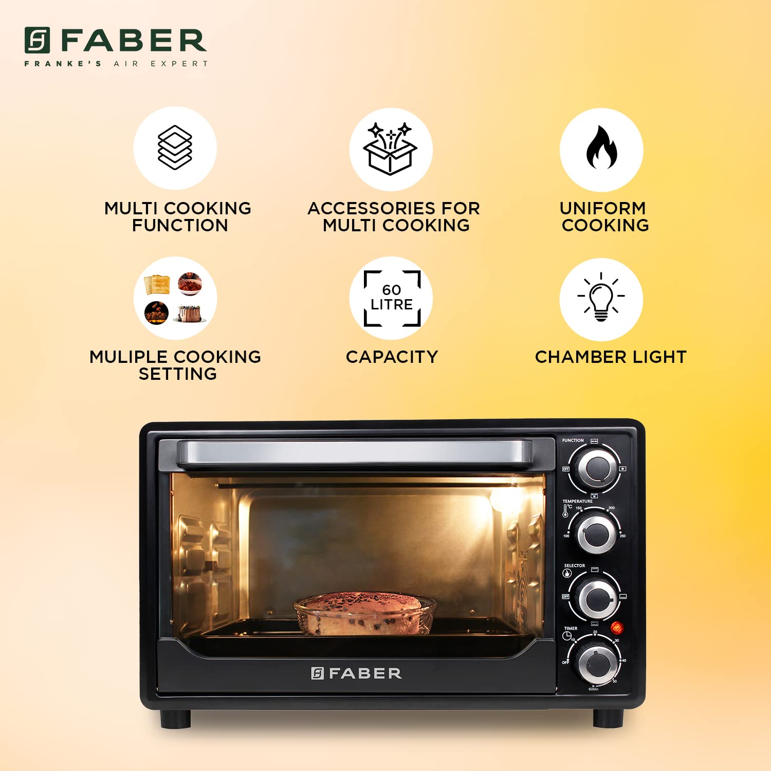 Faber 60L Oven Toaster Grill - Bake, Toast, Roast! -3