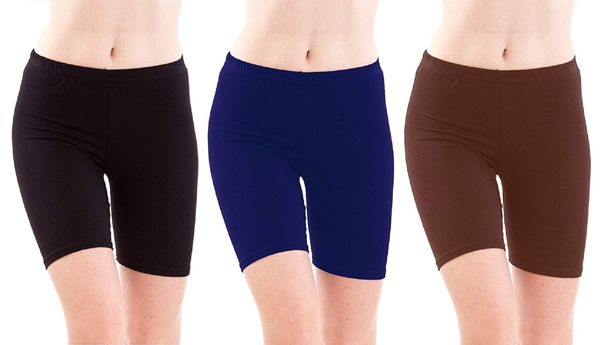 feelblue Women's/Girls Bio-Washed 220 GSM Soft and Skinny Cycling/Yoga/Casual Shorts (Pack 3) - Free Size-picture-37