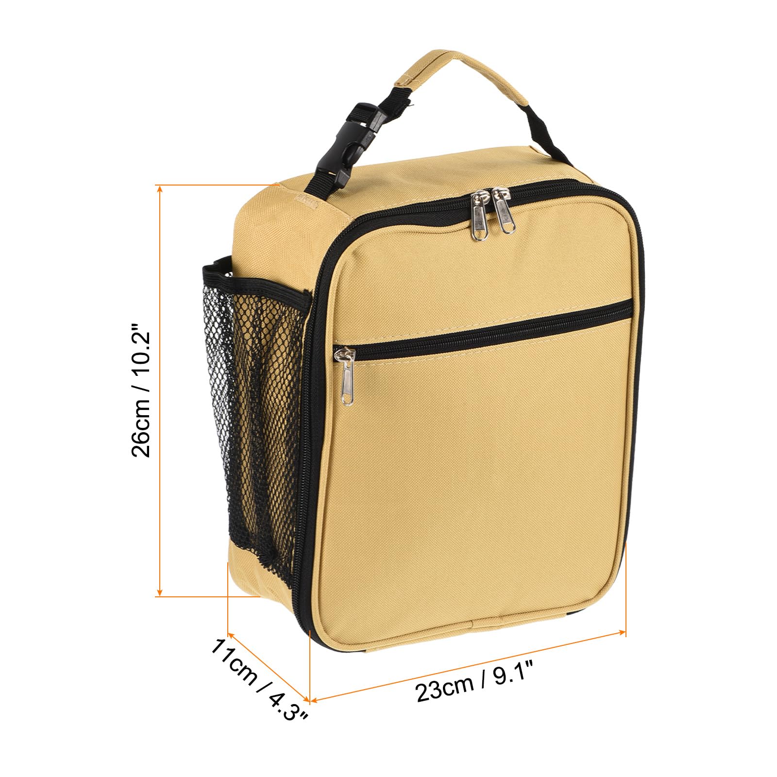 Bolsa de Almuerzo aislada, lonchera Impermeable con Bolsillos/asa, Bolsa de Almuerzo portátil, contenedor de Alimentos para Trabajo de Oficina, Picnic al Aire Libre, Color Caqui