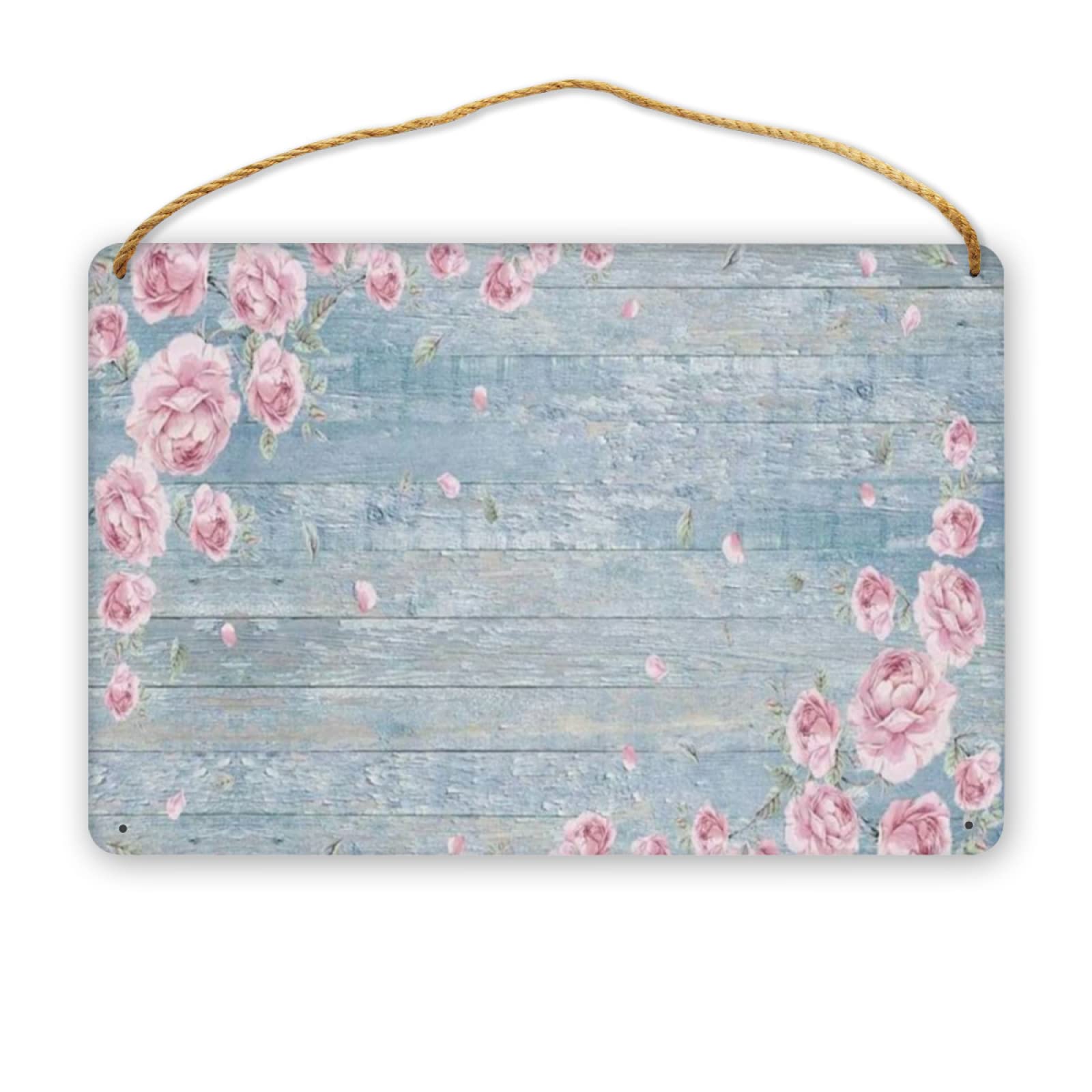 Djngn As Pic-12 Personalised Floral Sign For Office Home Decor - Custom Name Wooden Plank Vintage Flower Wall Decor Sign