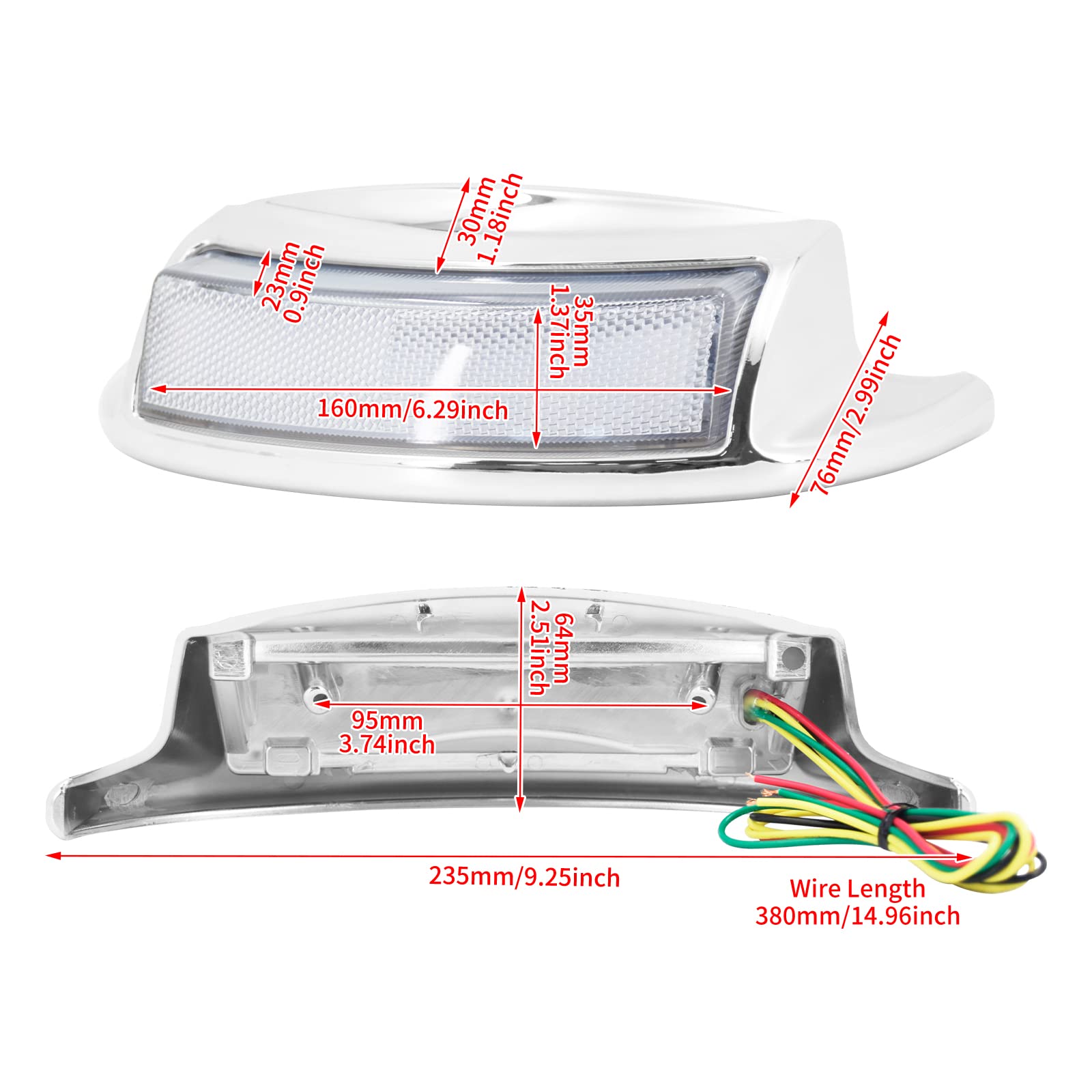 LOTFI Moto arrière garde-boue pointe feu stop clignotant en cours d'exécution clair Len lampe adapté for Harley Touring FLHTC Electra Road Glide 2016-23