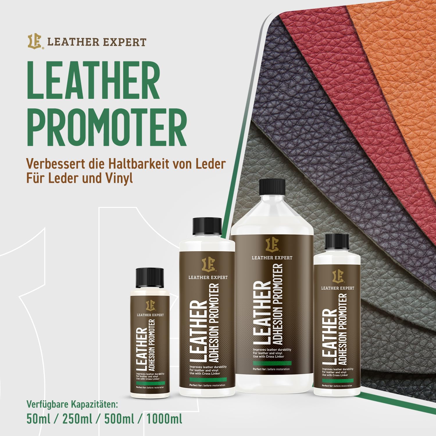 Leather Expert Leather Adhesion Promoter (1000 ml) - Meilleure adhérence pour la peinture du cuir et les revêtements en vinyle - Pour textiles, céramique, plastique, métal