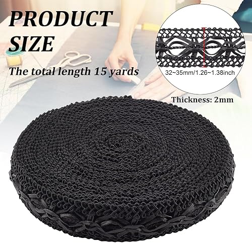 Miniatura 2 de BENECREAT Cinta trenzada de piel sintética de 15 yardas, cinta decorativa negra para decoración del hogar, manualidades de costura, 38 pulgadas de
