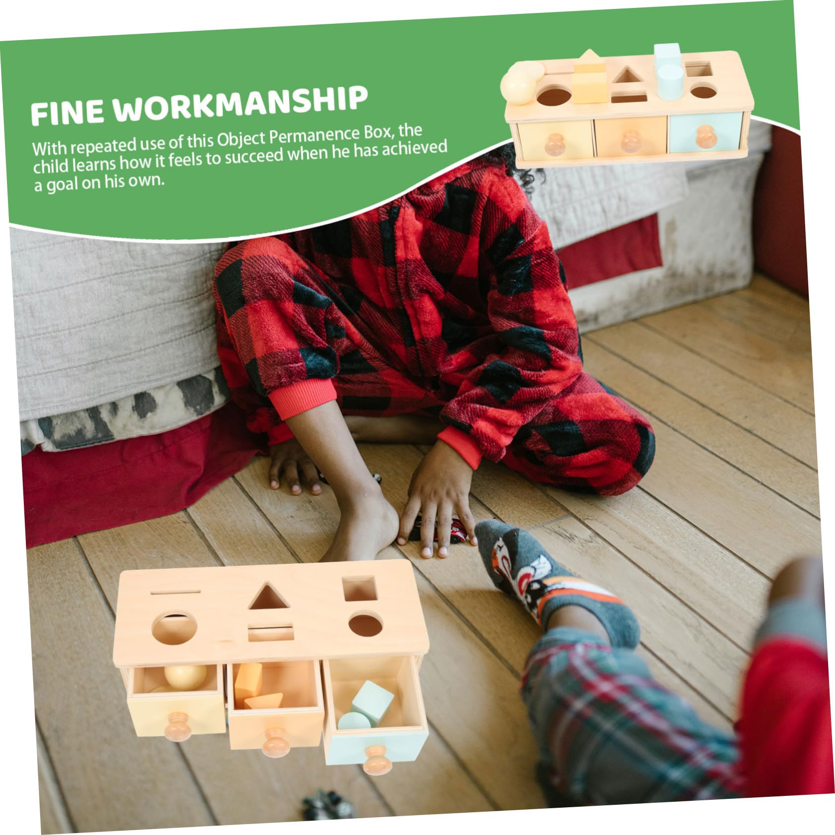 Caja de Permanencia del Objeto de Madera, Juguete Educativo