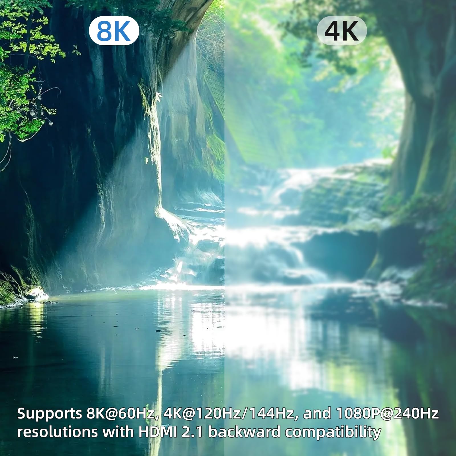 HDMI 2.1 Switch 3 in 1 Out 8k60Hz, 3 Port HDMI Switcher 4K @ 144Hz, 48Gbps, VRR, Dynamic HDR, HDCP 2.3, für PS5/Xbox Series X/Apple TV 8K/Roku Ultra/Fire Stick 8K Max