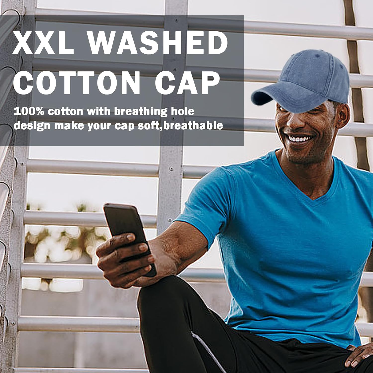 Oversized XL XXL 100% Cotton Basebal Cap Large Dad Washed Sport Cap Unconstructed Low Profilel Hat for Big Head(23.5"-25.5") - Image 5