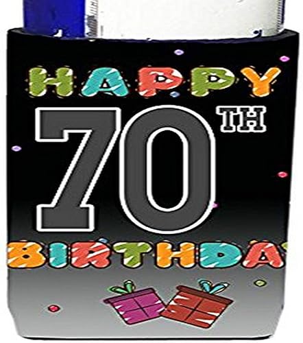 Caroline's Treasures CJ1126MUK Ultra Hugger para latas delgadas de 70 cumpleaños para latas delgadas, funda para enfriar, lavable a máquina, funda