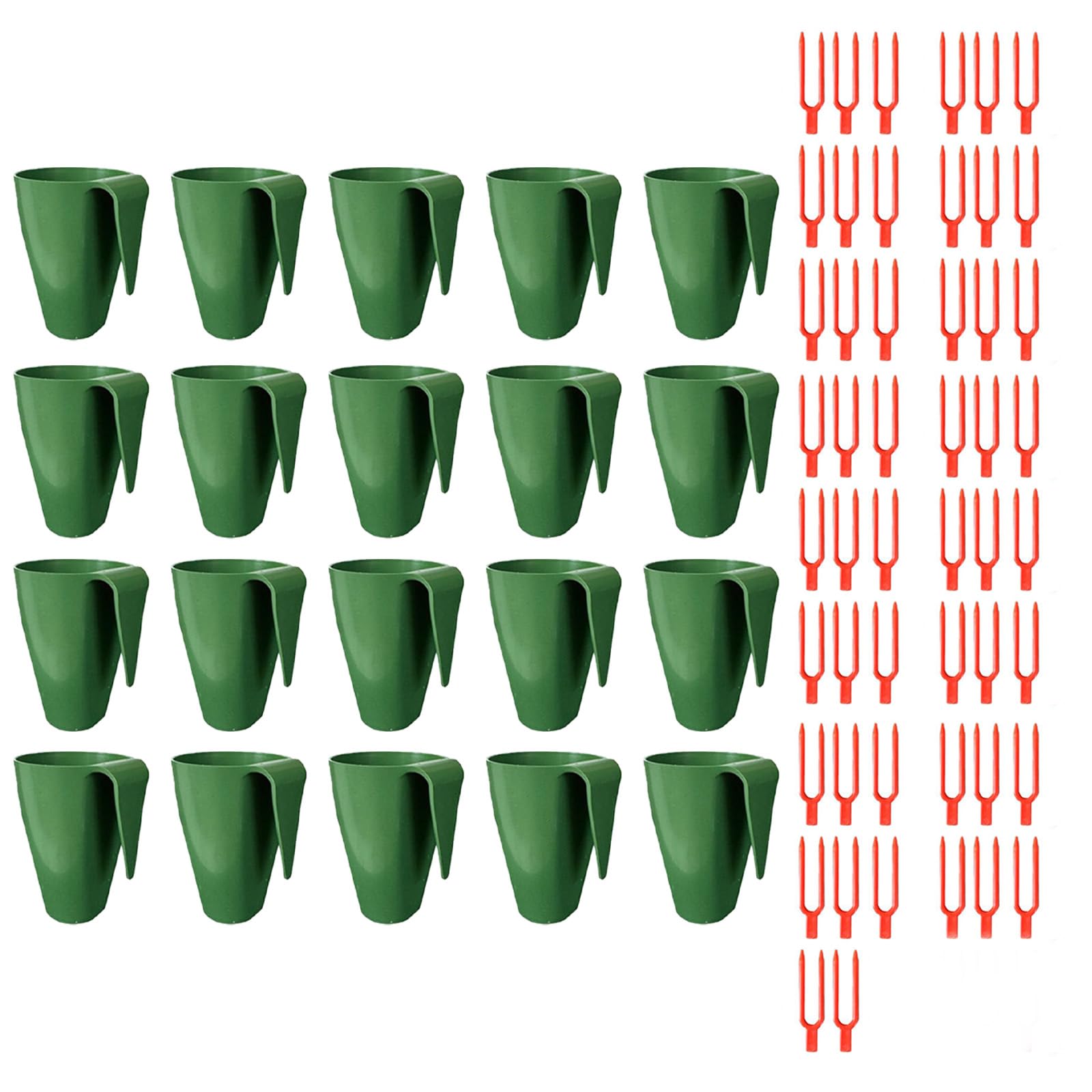 Piceioep Food Grade Propagation Cups Set with Aeration Holes and Runner Forks for Strawberry Seedlings in Various Environments Weather Resistant Propagation Cups