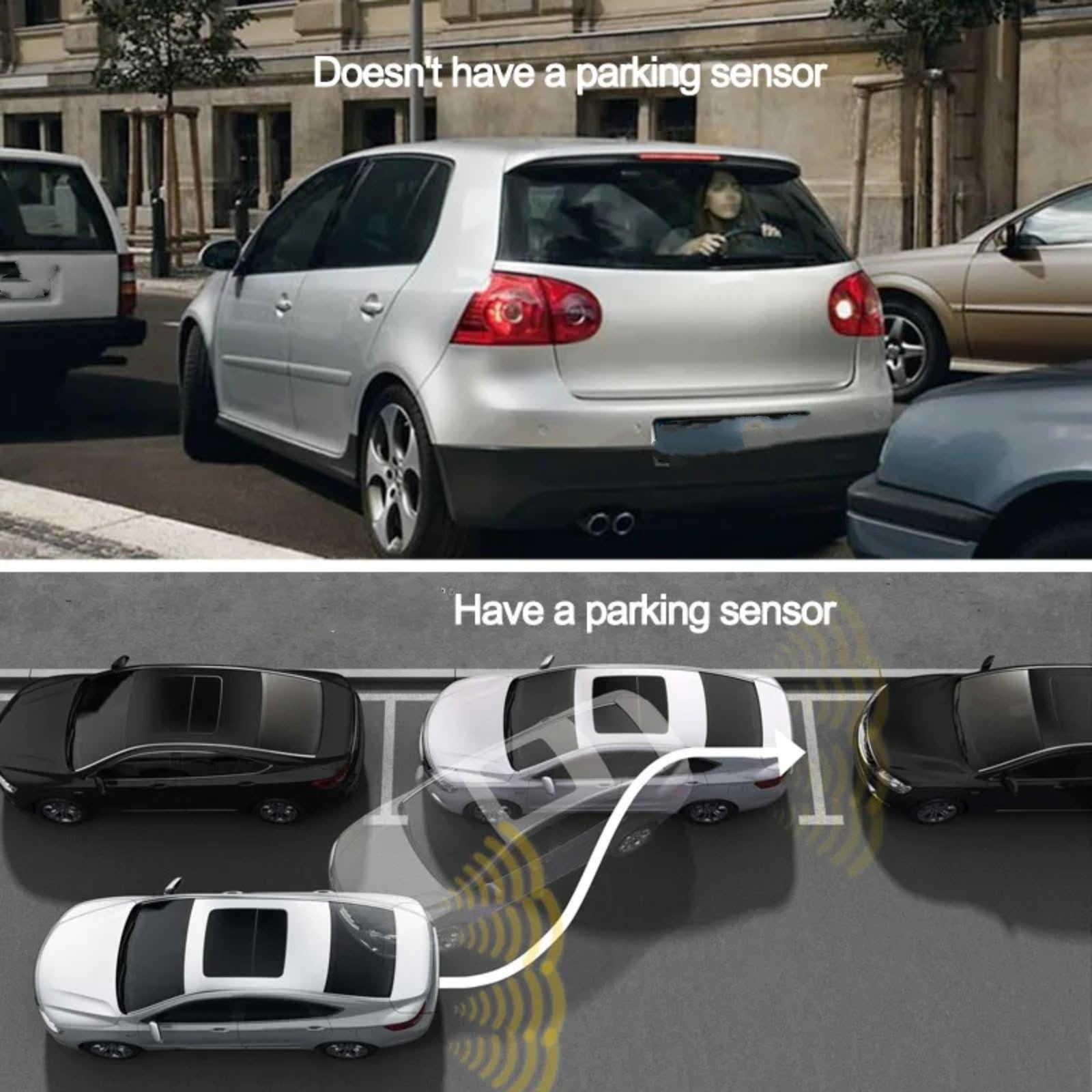 Sensor Ayuda Aparcamiento 8 Sensor Aparcamiento Parktronic para Coche Radar Marcha Atrás Detector Automático Trasero, Kit Asistencia Marcha Atrás, Zumbador Radar Parking Sensor(Red)