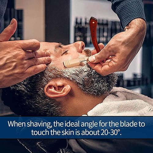 Miniatura 6 de Maquinillas de afeitar manuales, afeitadora de mango de secoya, afeitadora para hombre, afeitadora profesional de peluquería de corte de cabello.