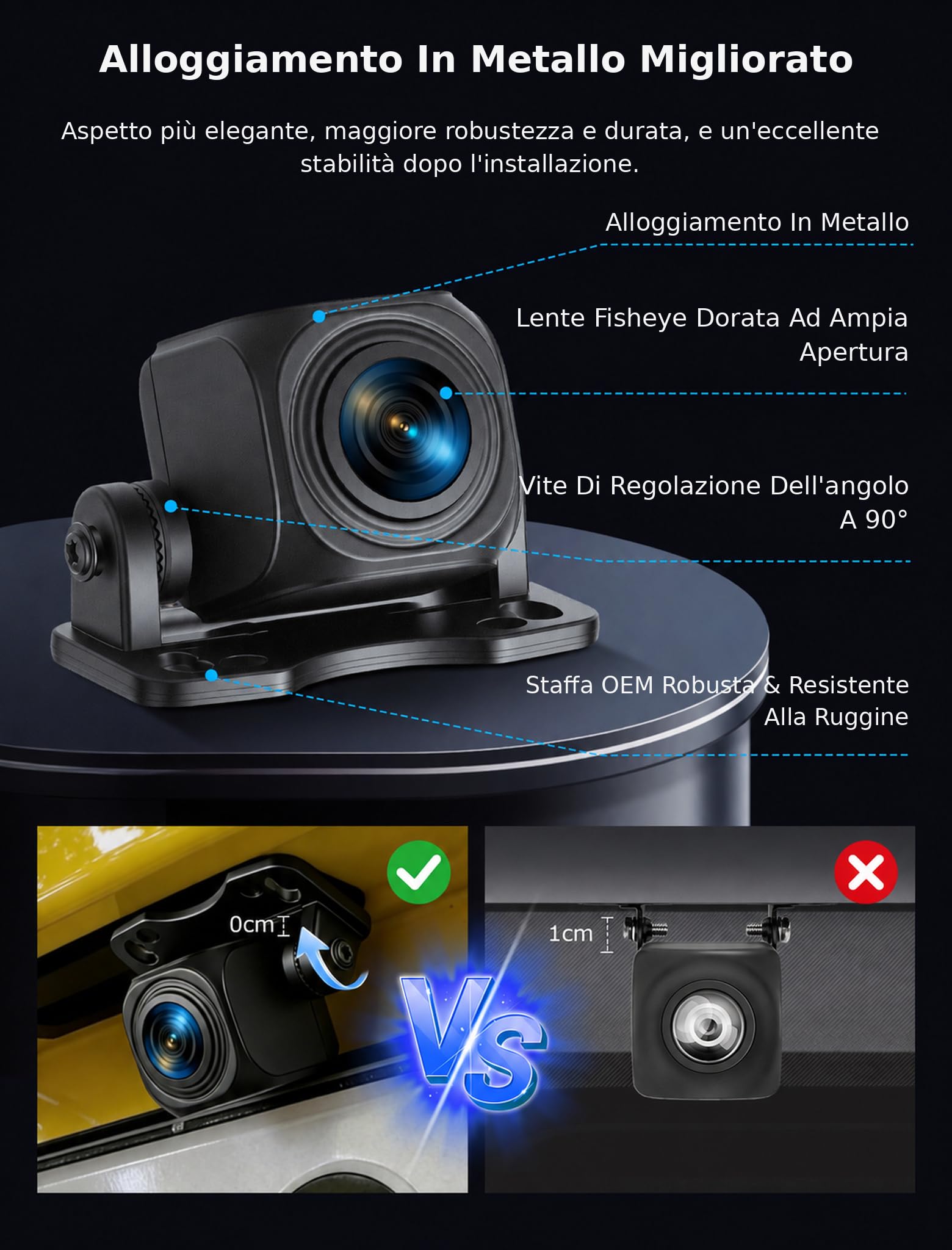 Telecamera di retromarcia AHD 1080P NTSC universale per retromarcia telecamera di retromarcia 160° grandangolare visione notturna HD IP68 impermeabile telecamera posteriore per SUV camper pickup Van