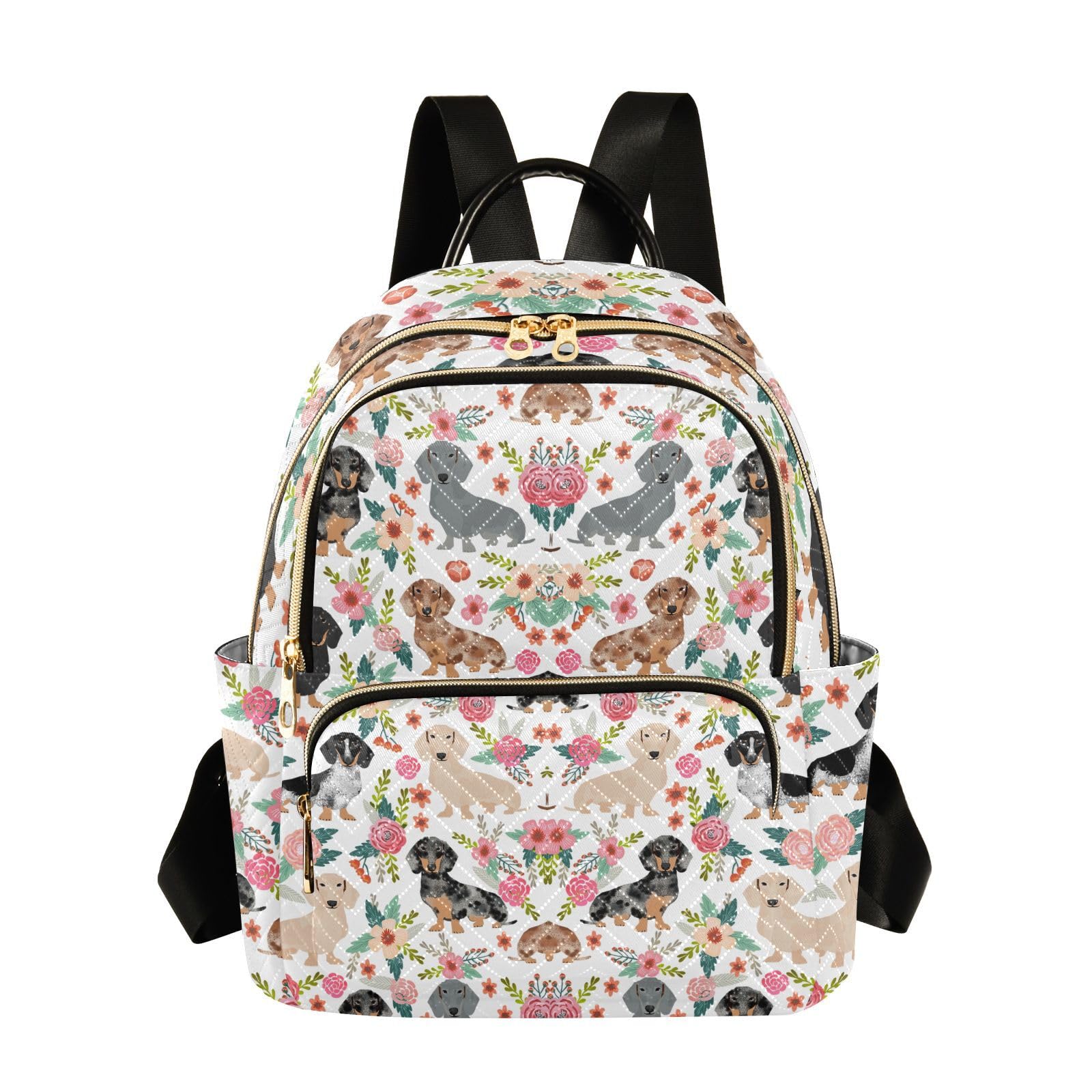 NCRJCZQL Dachshund Dog Quilted Backpack Purse for Women Fashion Small Backpack Shoulder Bag Travel Casual Daypack M