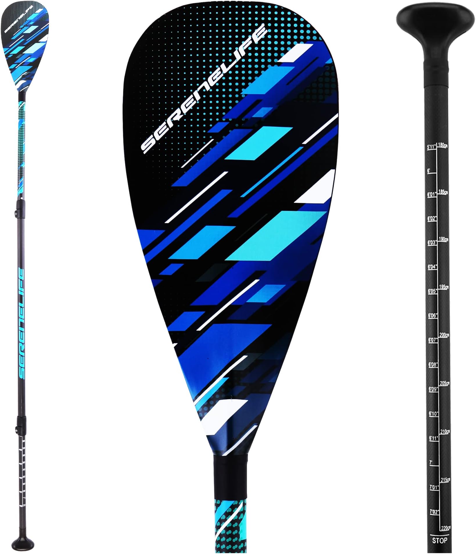 SUP Paddle – 3 Piece Adjustable Paddle board Oar with Lightweight Shaft, Durable Blade - For Stand Up Paddleboard, Surfing, Flatwater Paddling & Racing