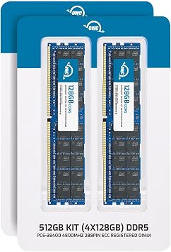 OWC 512GB (4x128GB) DDR5 4800 PC5-38400 CL40 4Rx4 288-pin 1.1V ECC Registered RDIMM Memory RAM Module Upgrade Kit Compatible with ThinkSystem SR950 V3