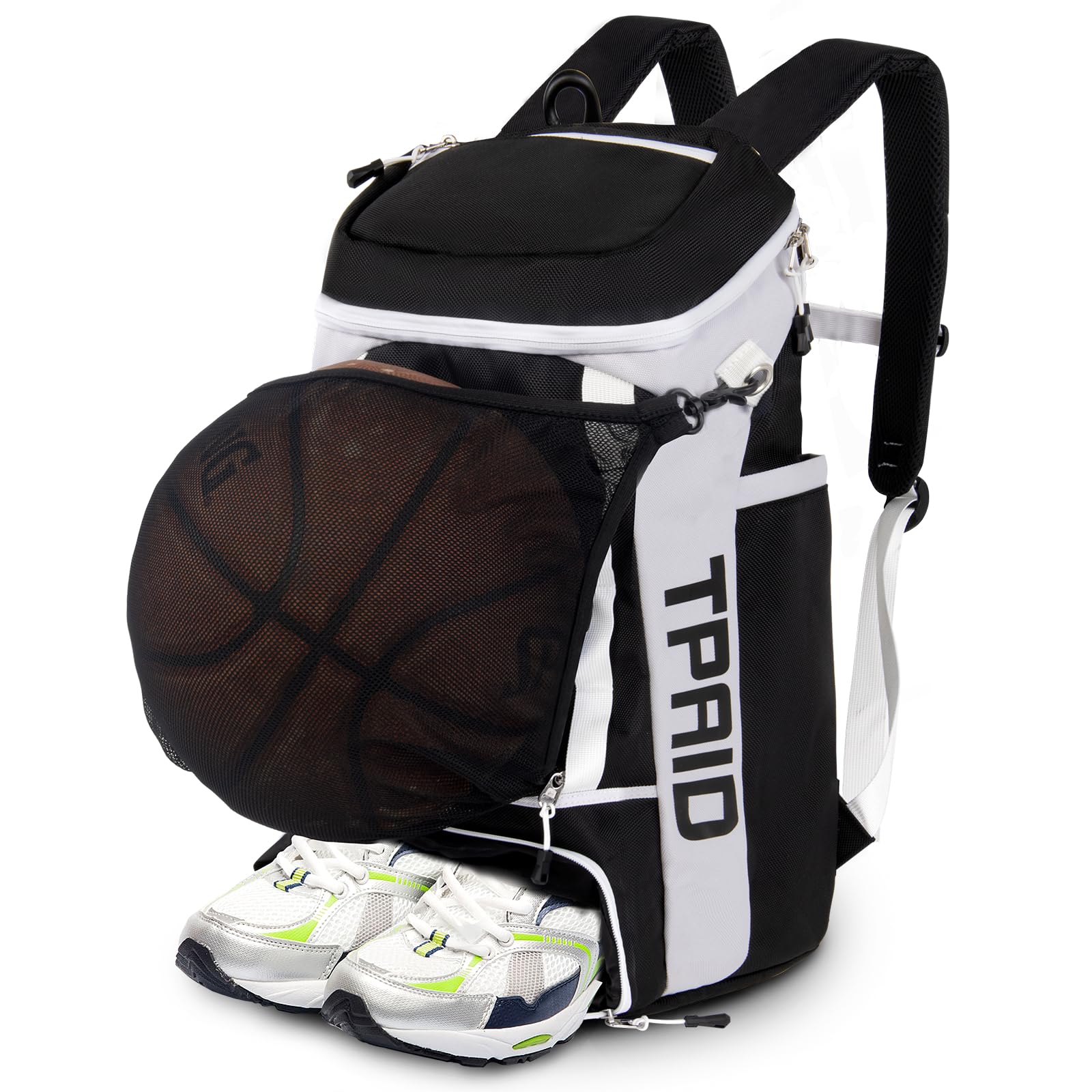 KINGSLONG Basketball Rucksack Fußballrucksack Große Kapazität Softball Tasche mit Schuhfach und Zaunhaken, leichte Fußball Volleyball Softball Ausrüstung für Schläger, Helme, Hüte,Schuhe