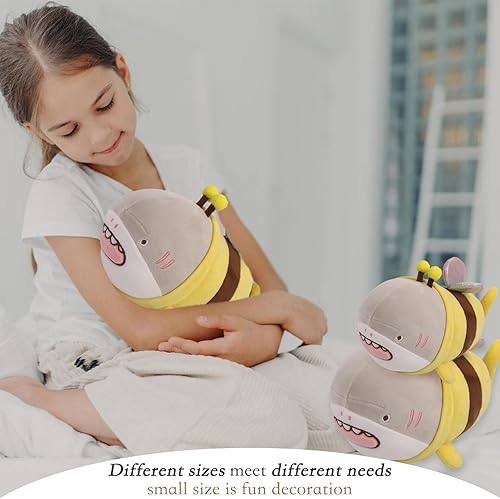 Miniatura 3 de ARELUX Almohada de peluche de abeja de animal, almohada de peluche de tiburón de abeja amarilla mullida, almohada de tiburón de peluche, almohada de