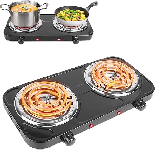 Placa de cocción doble, quemador portátil de encimera de 2000 W y estufa eléctrica, estufa de hierro fundido de 5 niveles de temperatura para hogar, disponible en Yaxa Colombia