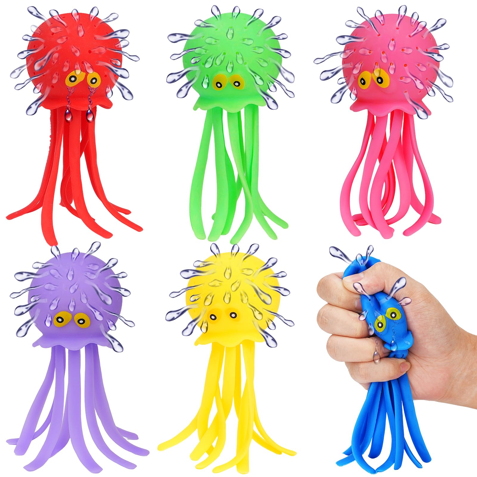 6 Pcs Octopus Water Balls Bath Toy, Sensory Stress Relief Floating Pool Beach Bathtub Toy Reusable Water Bomb Splash Balls, Christmas and Easter