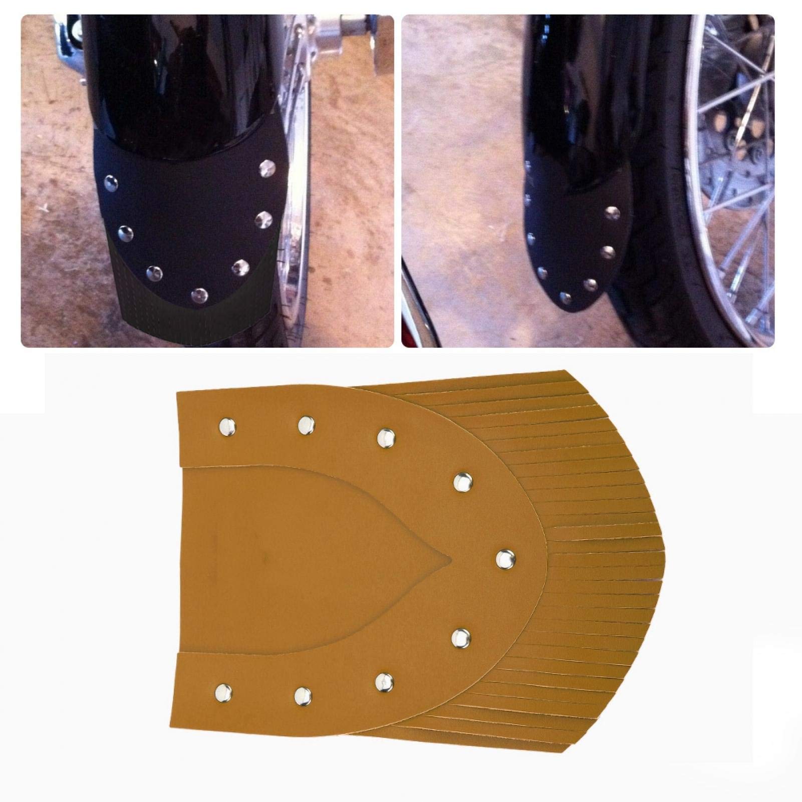 Shipenophy Black, Brown, Yellow, Red PU Front Fender Flap Mudguard Cover Durable Universal  for Motorcycle(Huang Changxu)