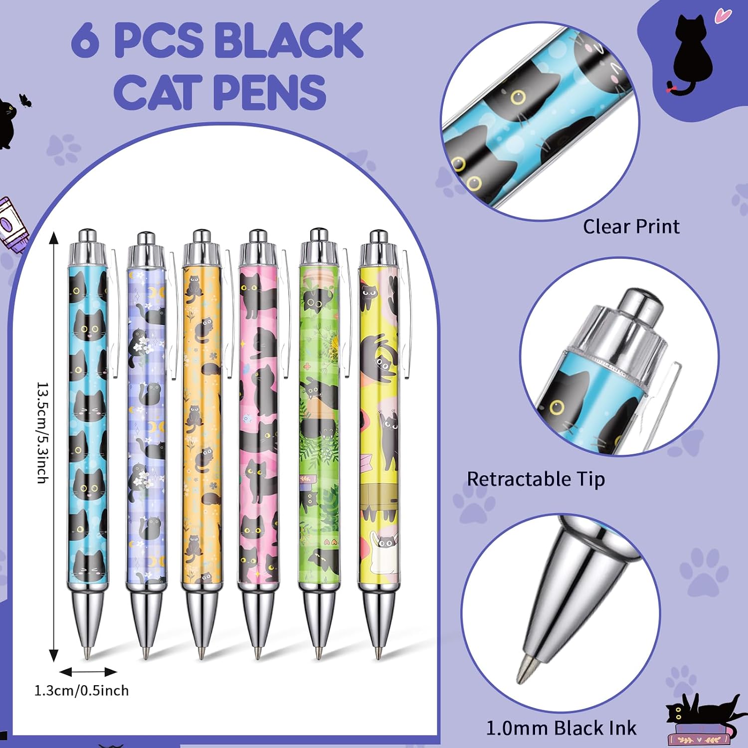 AmazingSpark 65 Pcs Black Cat Stationery Set Black Cat Gifts for Women image 3